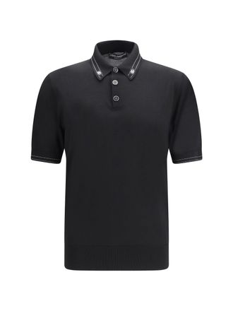 Dolce & Gabbana Silk Polo Shirt - Black