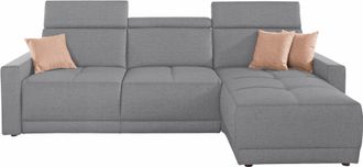 Domo Collection Ecksofa »Ava mit moderner Sitzheftung & toller Doppelnaht, komfortabel, L-Form« mit Recamiere, inkl. Federkern, wahlweise mit Kopfteilverstellungen