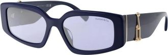 Tiffany & Co. Accessoires, Dames, Blauw, ONE Size, Rechthoekige zonnebril
