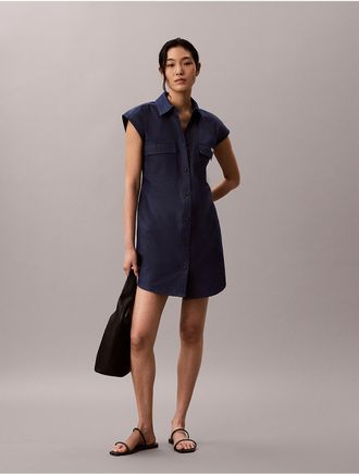 Calvin Klein Jeans Calvin Klein Womens Utility Shirt Dress - Blue - XL