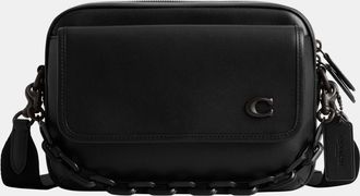 Coach Mens Charter Flap Crossbody Bag 24 - Black Leather - One Size