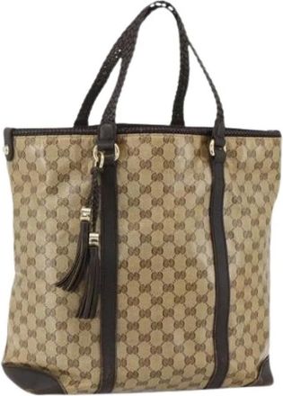 Gucci Pre-owned Tote Bags, female, Beige, Size: ONE SIZE Pre-owned Vintage GG Canvas Tote Bag