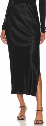 Enza Costa Satin Bias Maxi Skirt In Black