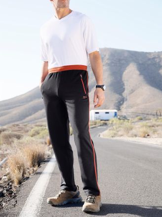 Catamaran Trainingshose CATAMARAN, Damen, Gr. 48/50, Normalgr&ouml;ssen, schwarz, rostrot, 50% Baumwolle, 50% Polyester, gemustert, unifarben, lang, Hosen Trainingsh