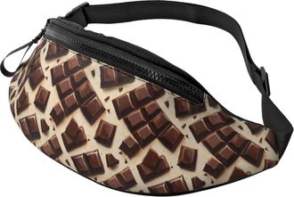 Generic Chocolate Print Waist Packs Belt Bag Adjustable Crossbody For Shopping Running Cycling 14X35Cm