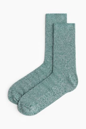 H&M Gerippte Socken - Gr&uuml;nmeliert