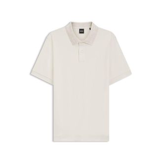BOSS Regular-fit polo shirt in cotton with patterned collar