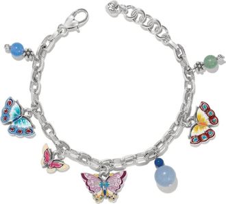 Brighton Kyoto In Bloom Butterfly Charm Bracelet In Silver With Multicolor Charms