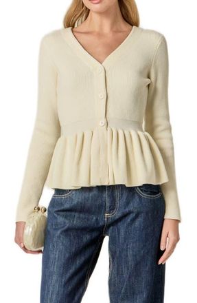English Factory Peplum Rib Top in White at Nordstrom, Size X-Small