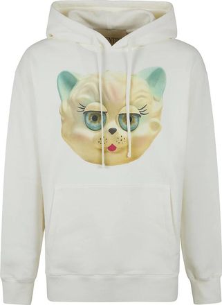 Valentino Garavani Cotton Hooded Sweatshirt With Le Chat De La Maison Print - Heren - Hoodies - Beige - M - Katoen - Hoodies & sweatvesten