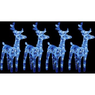 vidaXL Renos De Navidad 4 Unidades 160 Led Azul Acr&iacute;lico Vidaxl