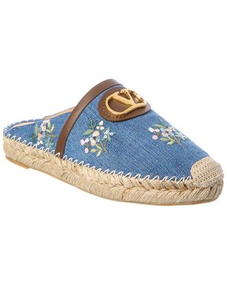 Valentino Vlogo Signature Mini Denim & Leather Mule