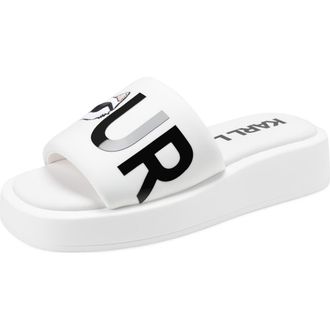 Karl Lagerfeld Opal Bonjour Platform Slide Sandal in Bright White at Nordstrom, Size 6.5