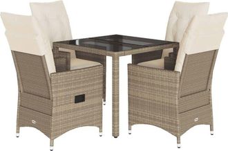vidaXL Set Comedor De Jard&iacute;n 5 Pzas Con Cojines Rat&aacute;n Sint&eacute;tico Beige Vidaxl