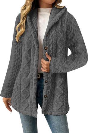 Generic Winter Jackets For Women UK Casual Thermal Warm Puffer Coats Thicken Padded Jacket Soft Solid Color Outwear Long Sleeves Hooded With Pockets Workout W