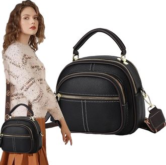 Generic Leather Bag - Brown Multifunctional Shoulder Purse, Large Capacity Travel Sling, Fashionable Organizer Handbag, Soft Leather With Multiple Compartment