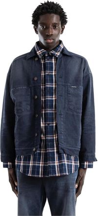 Balenciaga Denim Jackets, male, Blue, Size: M Patched Shirt Jacket