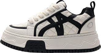 Generic Men Thick Soled Sneakers with Color Blocking Casual Comfortable and Versatile Sports Shoes (White,6.5)