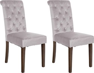 Clp Clp - Set De 2 Sillas De Comedor Lisburn En Tela O Terciopelo Gris Terciopelo