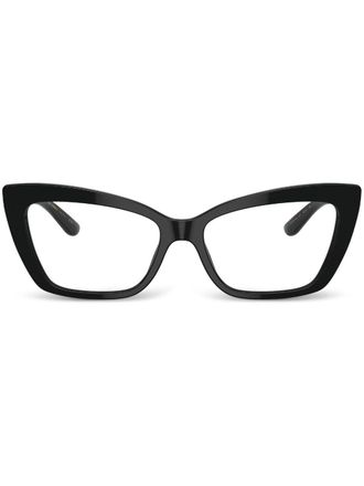 Dolce & Gabbana Eyewear cutout-detail cat-eye glasses - women - Acetate - 53 - Black