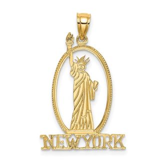 Diamond2Deal 14k Yellow Gold Cut-out NEW YORK Statue of Liberty Charm