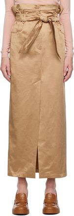 ★Max Mara★ Satin Long Skirt Camel 2511101018600032 Blue carnet midi skirt Maxmara - women - MAXMARA