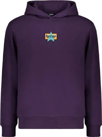 Herno Geribbelde Hooded Katoenen Sweater - Heren - Hoodies - Paars - L - Katoen - Hoodies & sweatvesten