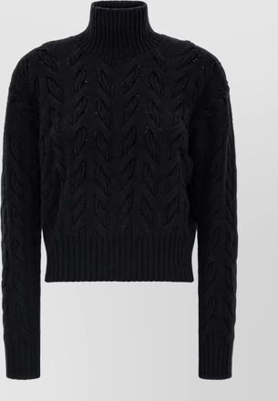 Max Mara cable-knit cashmere wool turtleneck sweater