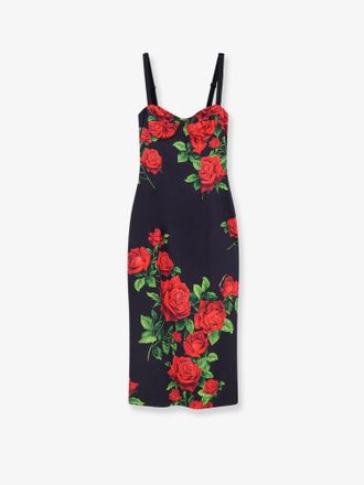 Dolce & Gabbana Vestito in seta stretch con iconica stampa Rose - DOLCE & GABBANA - gender_Woman