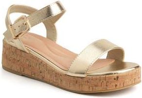 New York & Company Halina Platform Wedge Sandal in Gold at Nordstrom Rack, Size 7.5