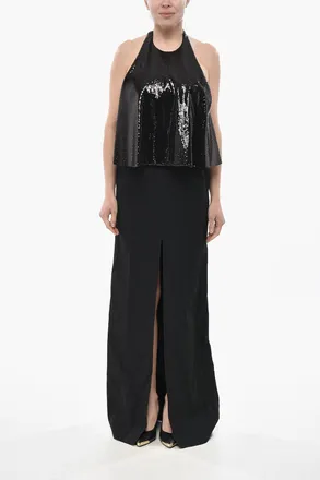 Celine Vestito Halter Neck con Dettaglio Piallettato Celine