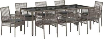 vidaXL Conjunto De Comedor De Jard&iacute;n 9 Pcs Gris Polirat&aacute;n Vidaxl
