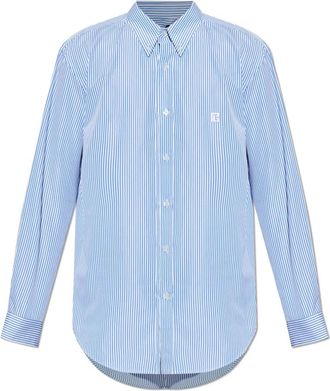 Balmain Overhemd met Streepjespatroon - Heren - Zakelijke Overhemden - Blauw - L - Katoen - Overhemden