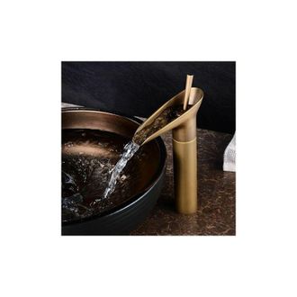 OEM Grifo De Lavabo Para Ba&ntilde;o, Grifo Mezclador Tipo Cascada Para Ba&ntilde;o, Grifo Mezclador De Agua Fr&iacute;a Y Caliente Ajustable, Lat&oacute;n Cromado (a)