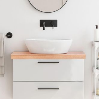 vidaXL Encimera Ba&ntilde;o Madera Maciza Tratada Marr&oacute;n Claro 80x30x(2-6) Cm Vidaxl