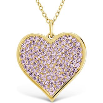 Sterling Forever Amethyst & Cubic Zirconia Heart Pendant Necklace in Gold at Nordstrom