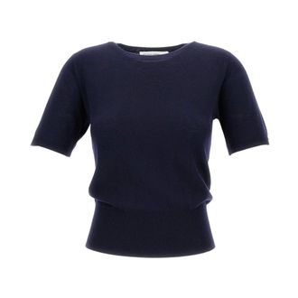 Extreme Cashmere Cashmere Knitwear, female, Blue, Size: ONE SIZE Short-sleeve Crewneck Sweater
