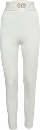 Elisabetta Franchi logo-plaque leggings - White