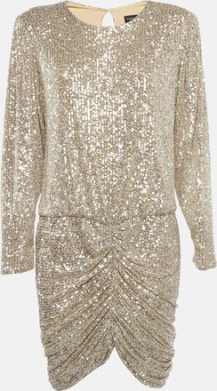 Retrof&ecirc;te Silver Sequin Jersey Flynn Ruched Mini Dress