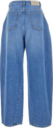 Givenchy Womens Blue Denim Wide Leg Jeans With Logo Patch Cotton