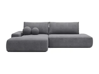 Vente-Unique Divano Letto Angolare Sinistro Aperto In Tessuto Testurizzato Grigio - Daviso