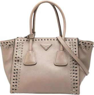 Prada Pre-owned Twin Pocket Satchel - Dames - Vintage Handtas - Beige - ONE Size - Leer - Vintage
