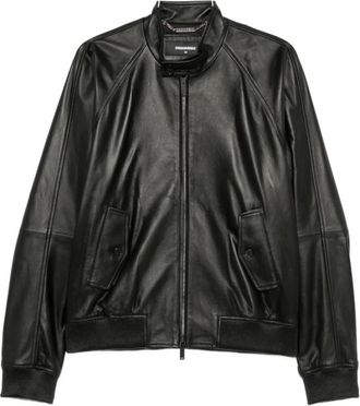 Dsquared2 Leather Bomber Jacket - male - Dsquared2 - Bomber Jackets - Black - 4XL - Jackets