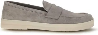 Prada Gray Calf Leather Bos Taurus Slip-On Mens Loafers