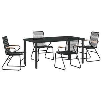 Berkfield Home 5 Piece Garden Dining Set Black PVC Rattan