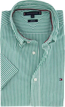 Tommy Hilfiger Overhemden, Heren, Groen, L, Casual korte mouw groene overhemd