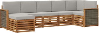vidaXL Conjunto De Sof&aacute;s De Exterior 6 Uds. Natural Y Gris Claro Vidaxl