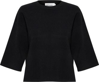 Karen by Simonsen Meteorite Gebreide T-shirt Top - Dames - Ronde hals truien - Zwart - 2XS - Polyester - Truien & Vesten