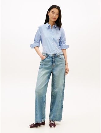 Tommy Hilfiger Womens High-Rise Wide Leg Jean - Blue - 10