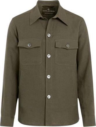Oscar Jacobson Maverick Linen Overshirt - Heren - Zomerjassen - Groen - XL - Linnen - Jassen